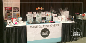 wine & glass covers display at winefest
