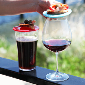 wine glass with lid and beer glass with cover